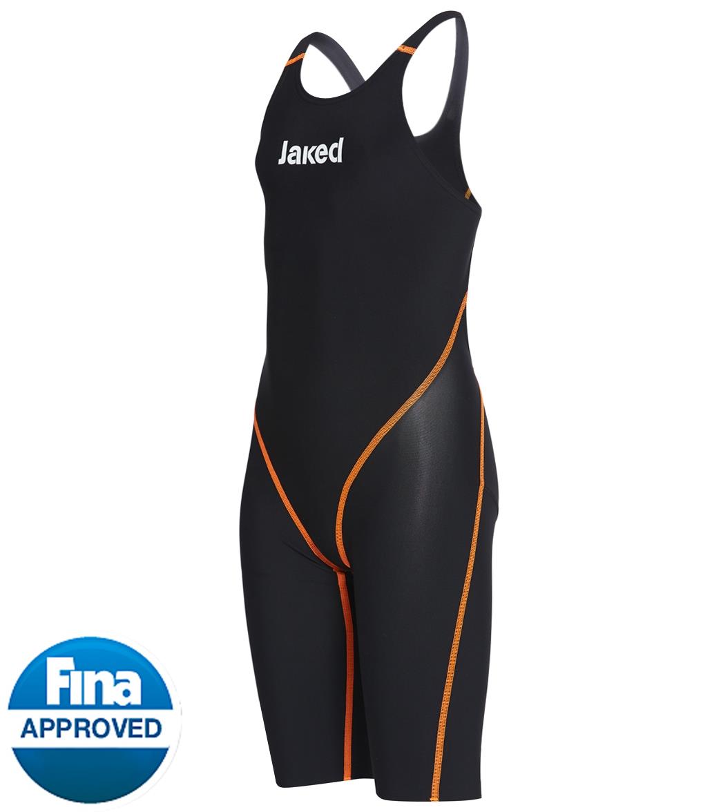 Jaked Girls' Jalpha Open Back Tech Suit Swimsuit - Black 12 Elastane/Polyamide - Swimoutlet.com