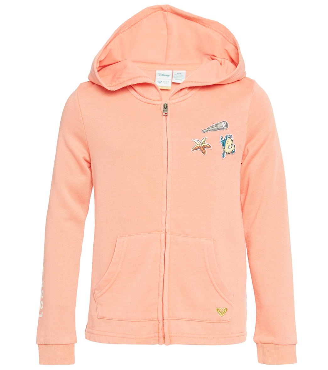 Roxy Disney X Girls' Be Heard Zipped Fleece Hoodie Big Kid - Burnt Coral Xl 14 Polyester - Swimoutlet.com