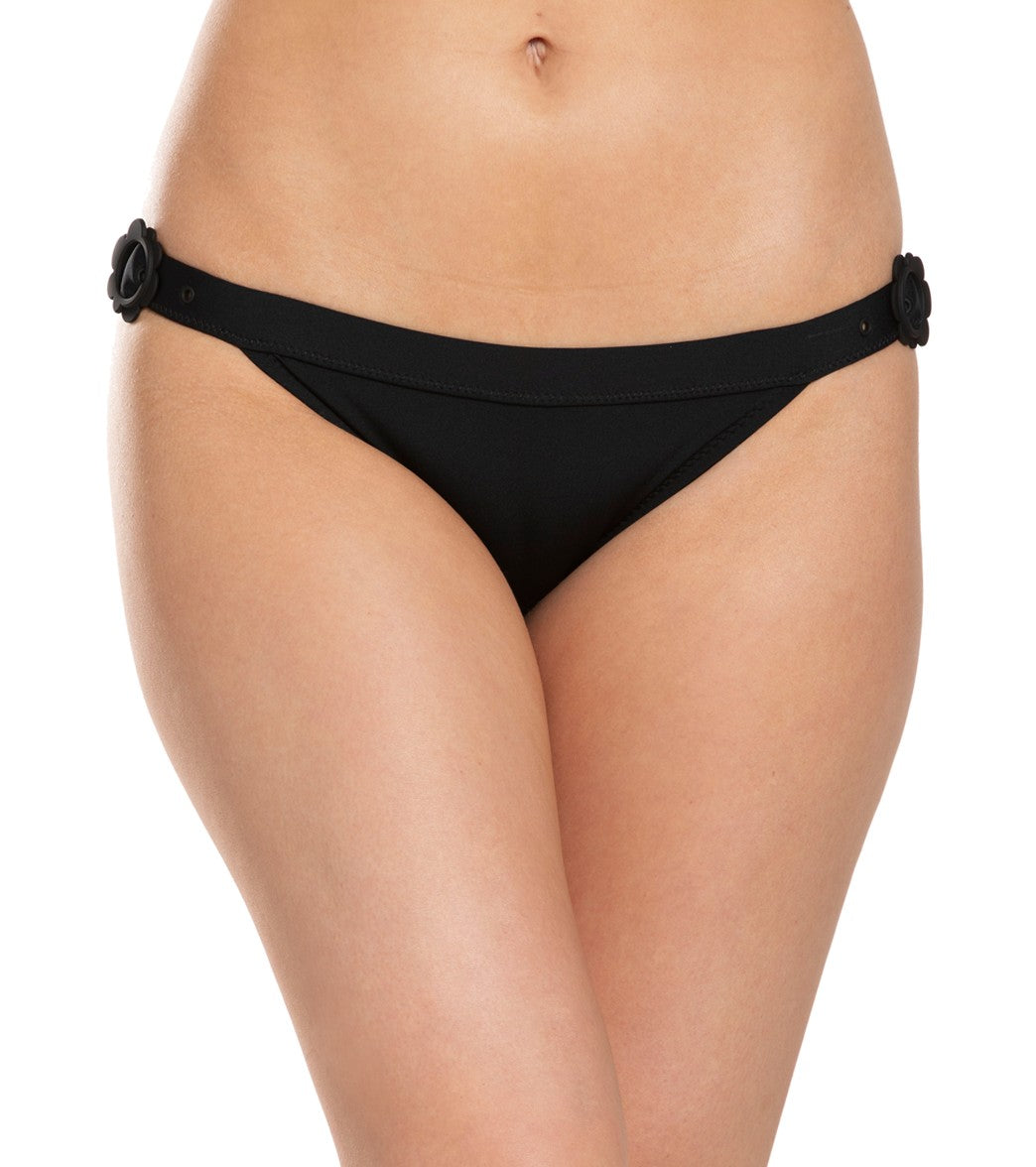 Kate Spade New York Daisy Buckle Bikini Bottom - Black Medium - Swimoutlet.com