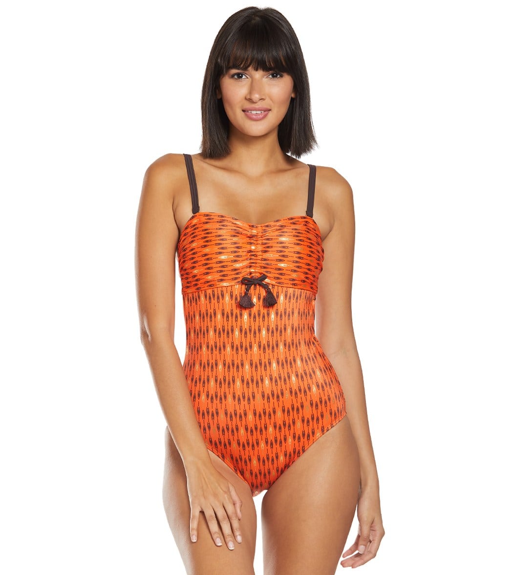 Amoena Mastectomy Buenos Aires One Piece Swimsuit B/C Cup - Sunset Orange/Gold 8C Polyamide/Lycra - Swimoutlet.com