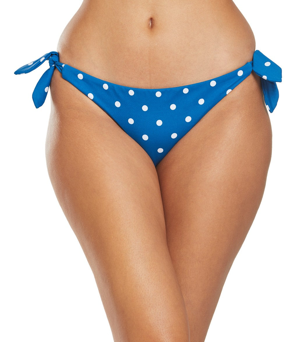 Swim Systems Delilah Dot Poppy Tie Side Bikini Bottom - Medium Cotton - Swimoutlet.com