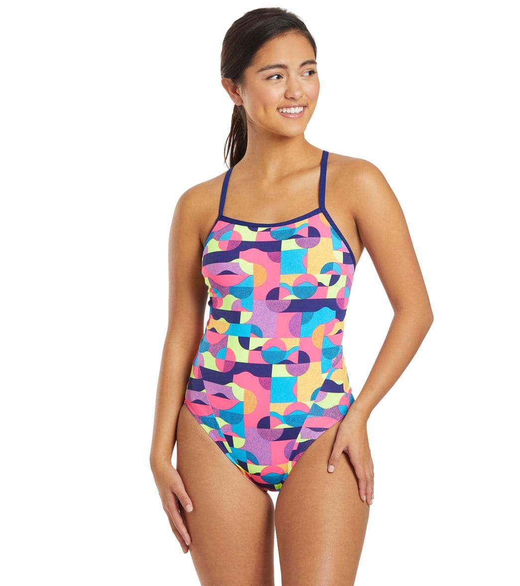 Funkita Women's Mad Mist Single Strap One Piece Swimsuit - Multi/Pink 34 Polyester - Swimoutlet.com