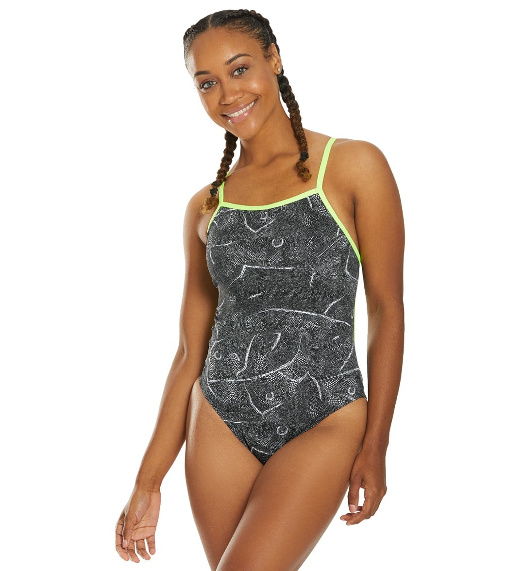 Funkita Women's Crack Up Tie Me Tight One Piece Swimsuit - Black/White 32 Polyester - Swimoutlet.com