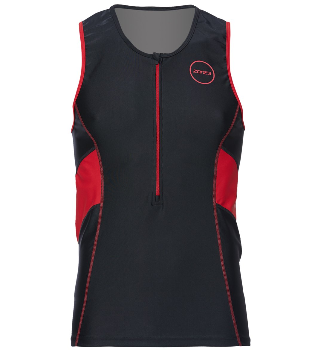 Zone3 Men's Activate Tri Top - Black/Red Medium Elastane/Polyamide - Swimoutlet.com