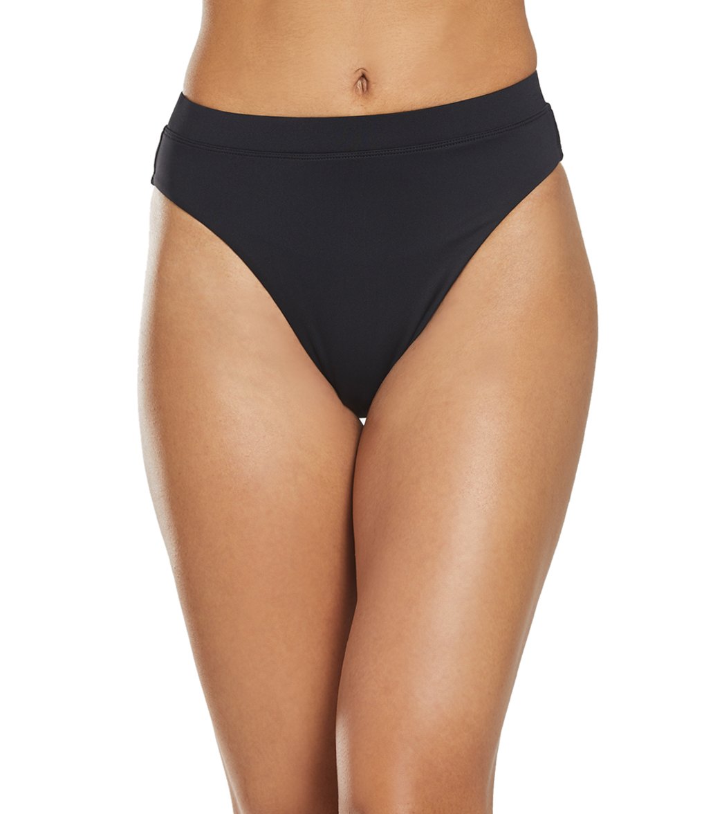 Swim Systems Solid Soleil High Waisted Bikini Bottom - Onyx Xl - Swimoutlet.com