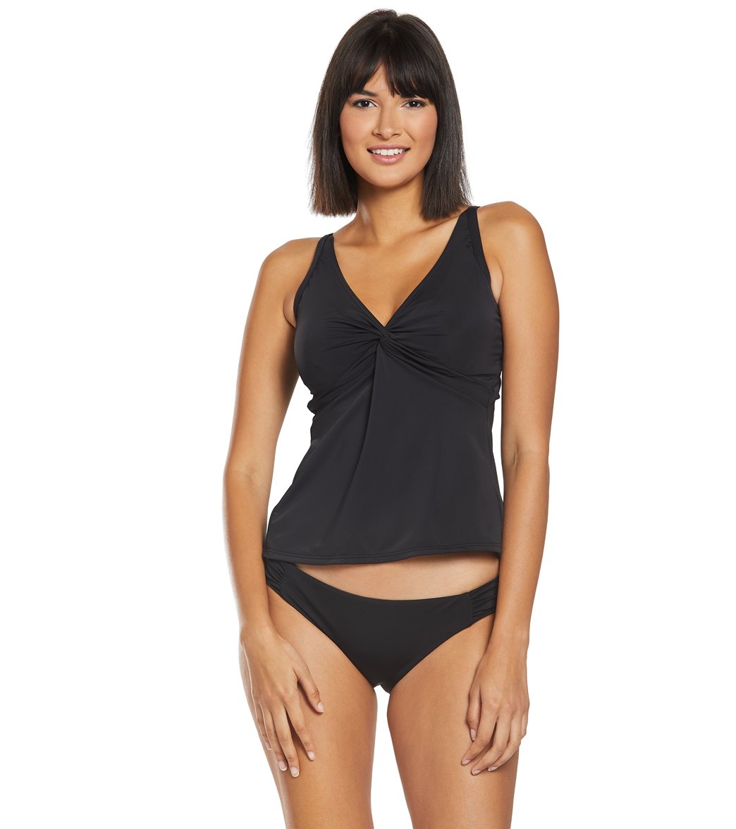 Sunsets Solid Forever Tankini Top D/Dd Cup - Black 32Dd - Swimoutlet.com