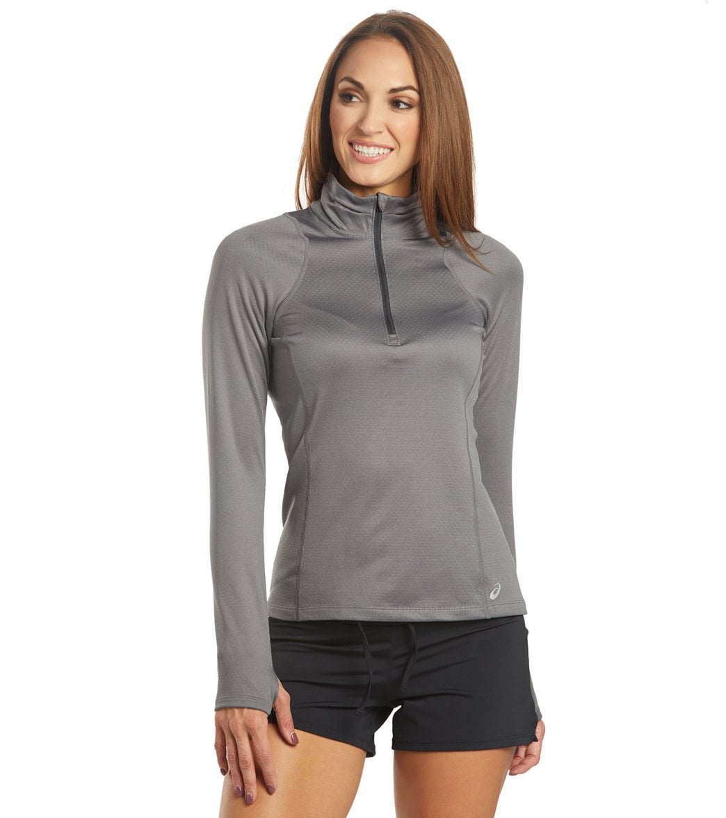 Asics Women's Thermopolis Winter Half Zip - Dark Gry Hthr/Graph Medium - Swimoutlet.com