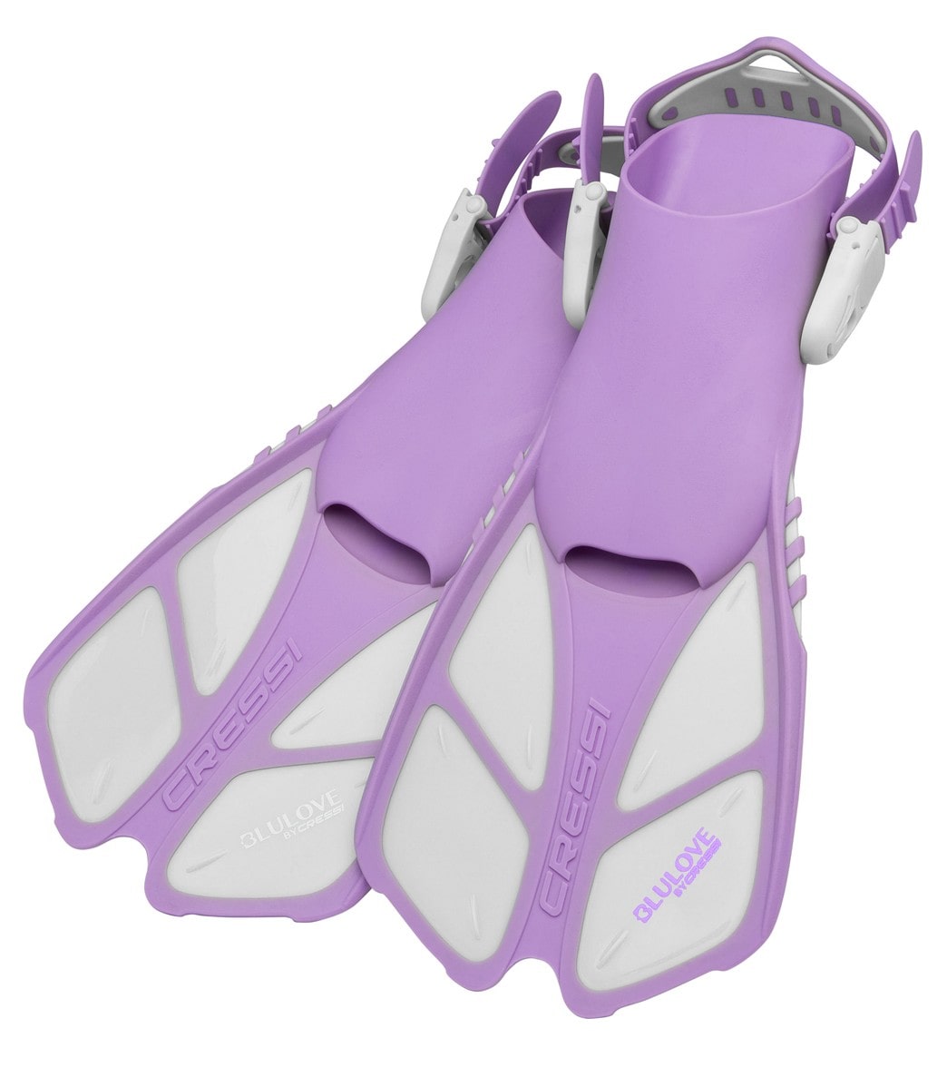 Cressi Kids' Mini Bonete Mask Dry Snorkel And Fin Set - Lilac/White L/Xl - Swimoutlet.com