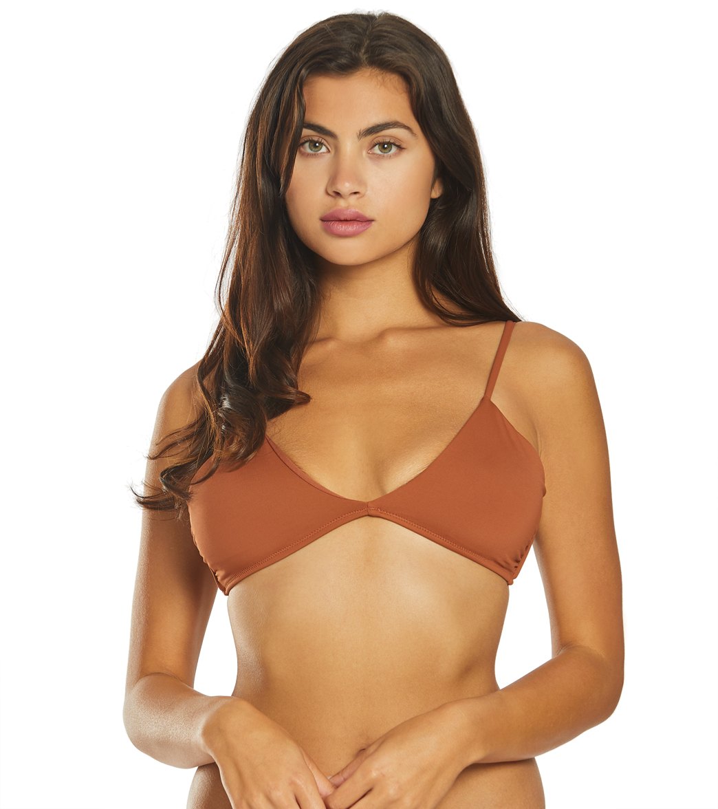 O'neill Women's Salt Water Solids Triangle Tie Back Bikini Top - Coconut Shell Xl Elastane/Polyamide - Swimoutlet.com