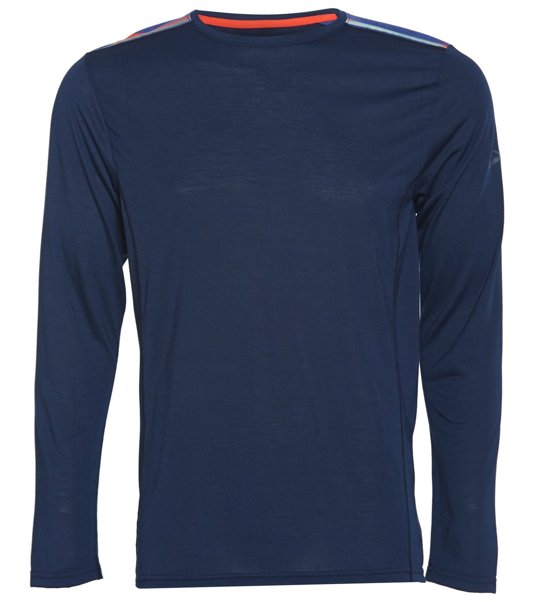 Brooks Men's Distance Long Sleeve Shirt - Navy/Cobalt Xl Size Xl - Swimoutlet.com