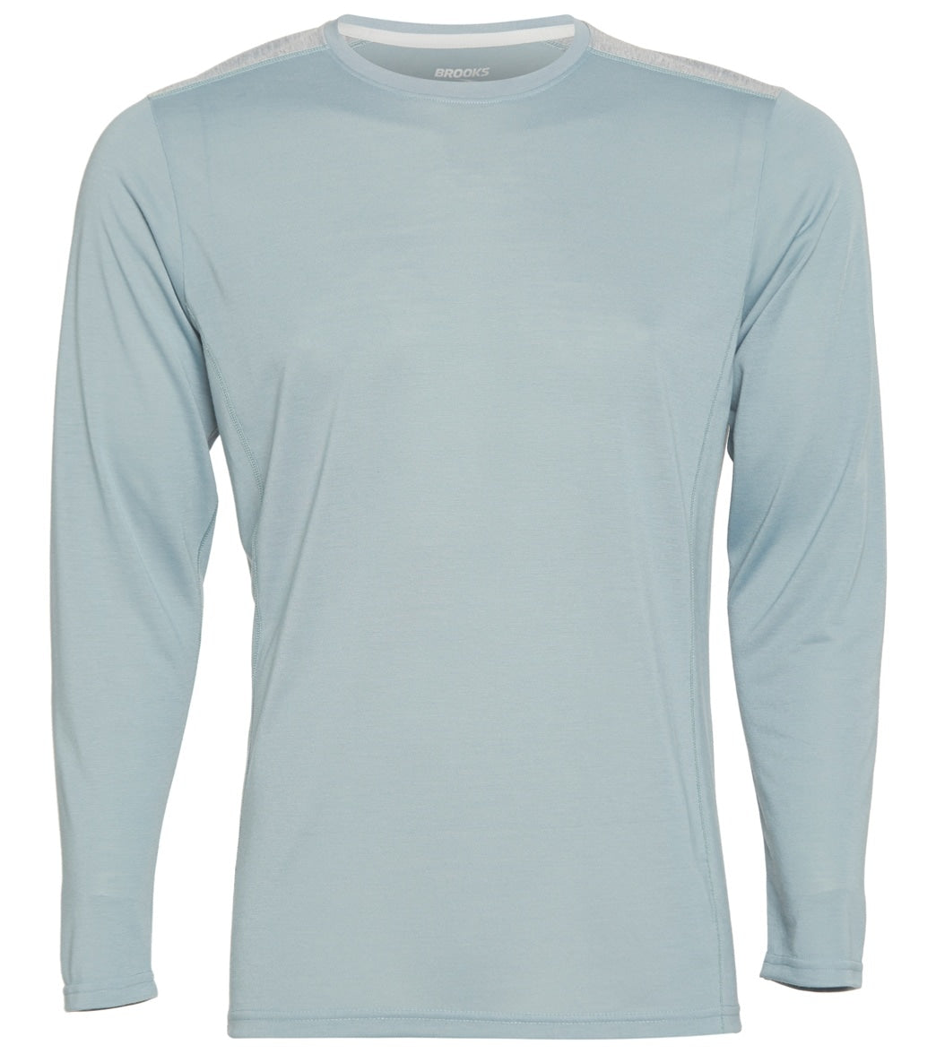 Brooks Men's Distance Long Sleeve Shirt - Slate/Heather Ash Xl Size Xl - Swimoutlet.com