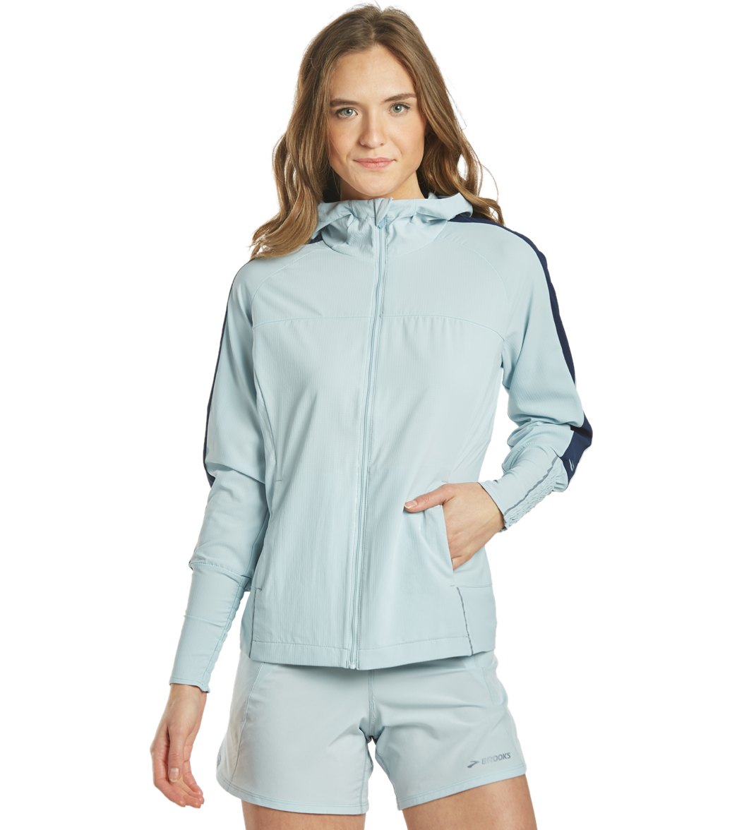 Brooks Women's Canopy Jacket - Glacier/Navy Xl Size Xl Polyester - Swimoutlet.com