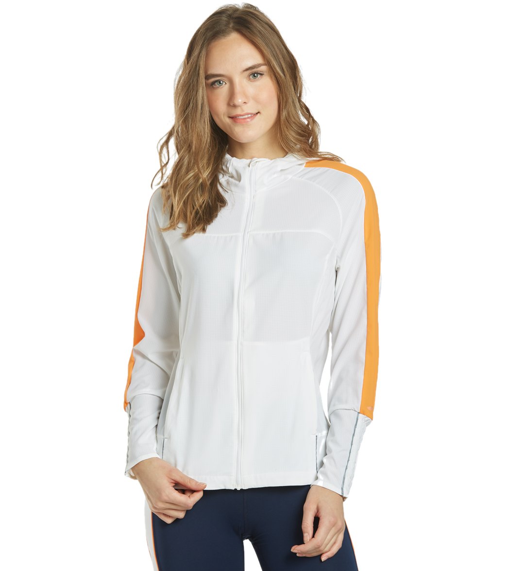 Brooks Women's Canopy Jacket - White/Nectar Medium Size Medium Polyester - Swimoutlet.com