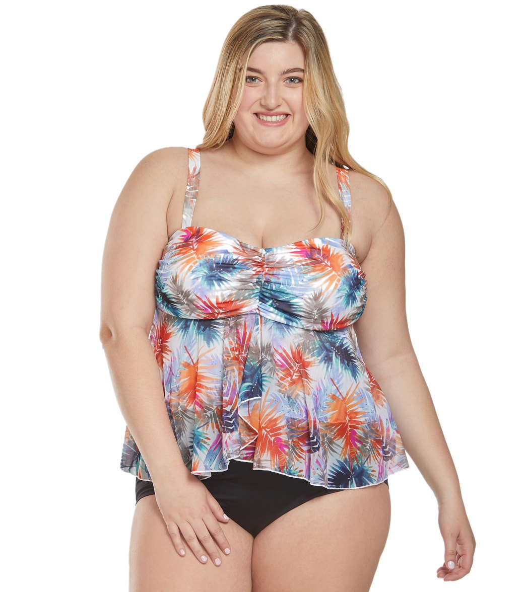 Fit4U Plus Size Blade Fly Away Tankini Top - Blue/Red 18W - Swimoutlet.com