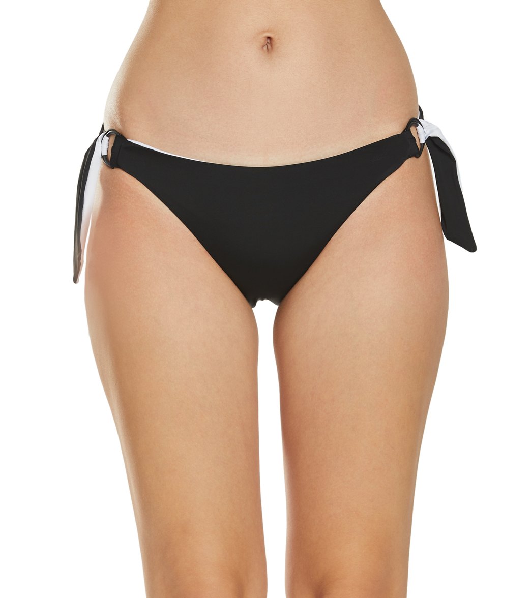 Bikini Lab Sonic Boom Solid Reversible Hipster Bikini Bottom - Black/White Xl - Swimoutlet.com