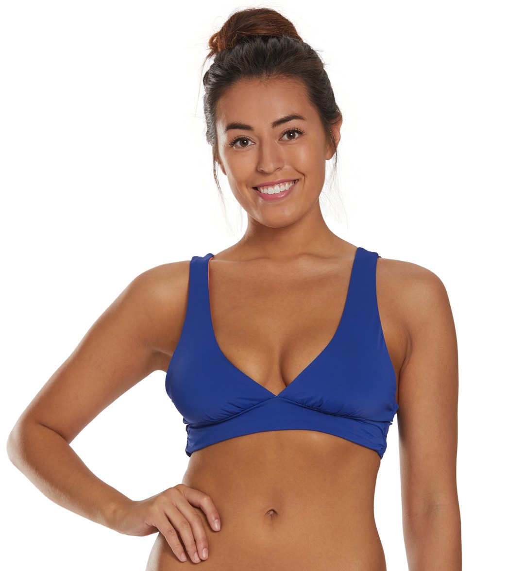 Bikini Lab Sonic Boom Solid Reversible Triangle Bikini Top - Coral Xl Polyester - Swimoutlet.com