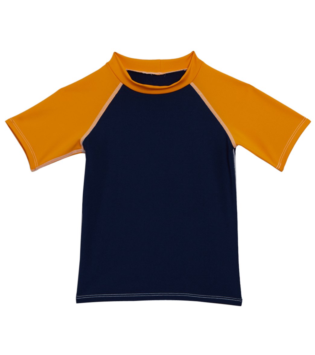 Dolfin Little Toddler Color Block Rash Guard - Navy/Orange 3T - Swimoutlet.com