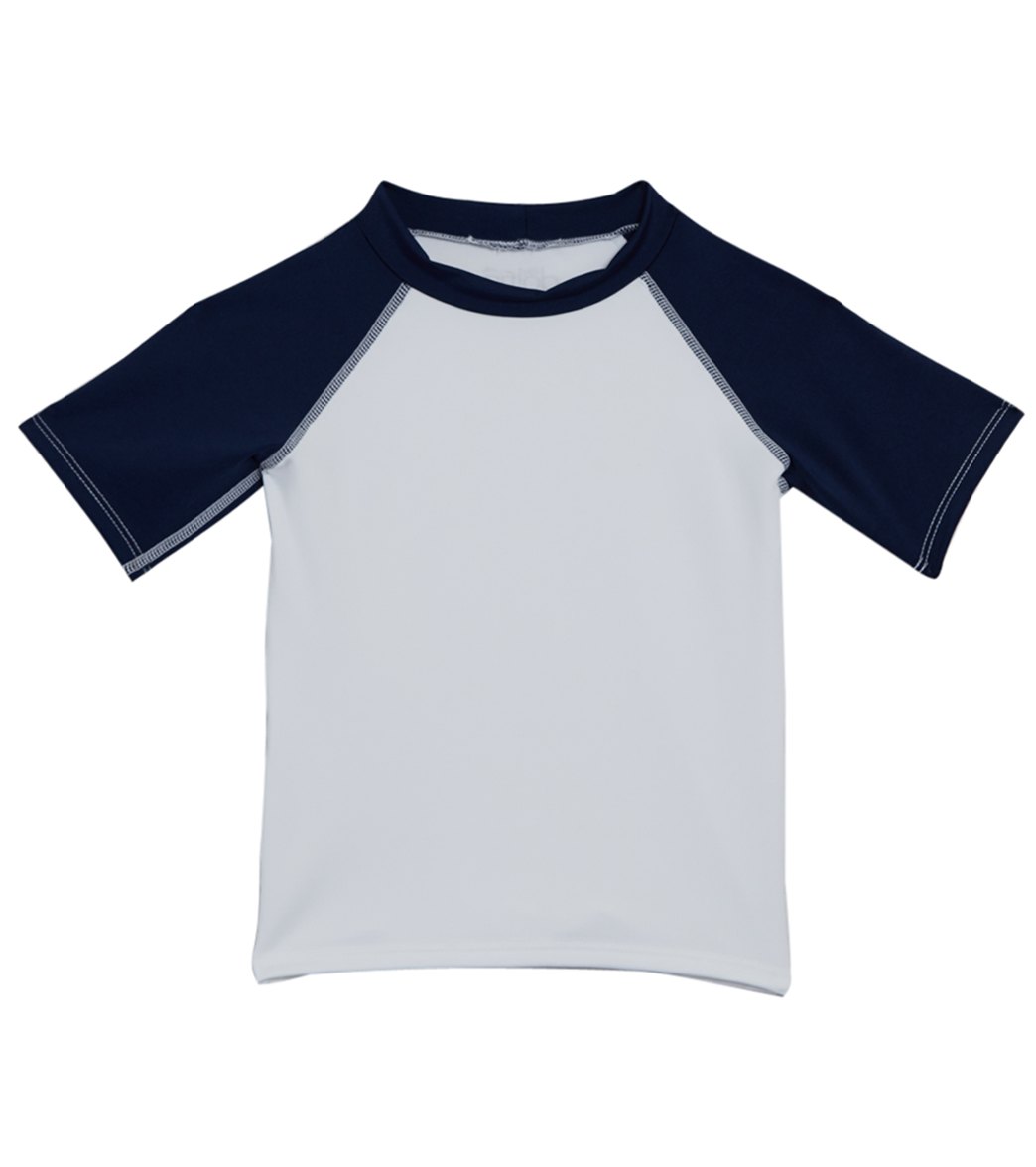 Dolfin Little Toddler Color Block Rash Guard - White/Navy 3T - Swimoutlet.com