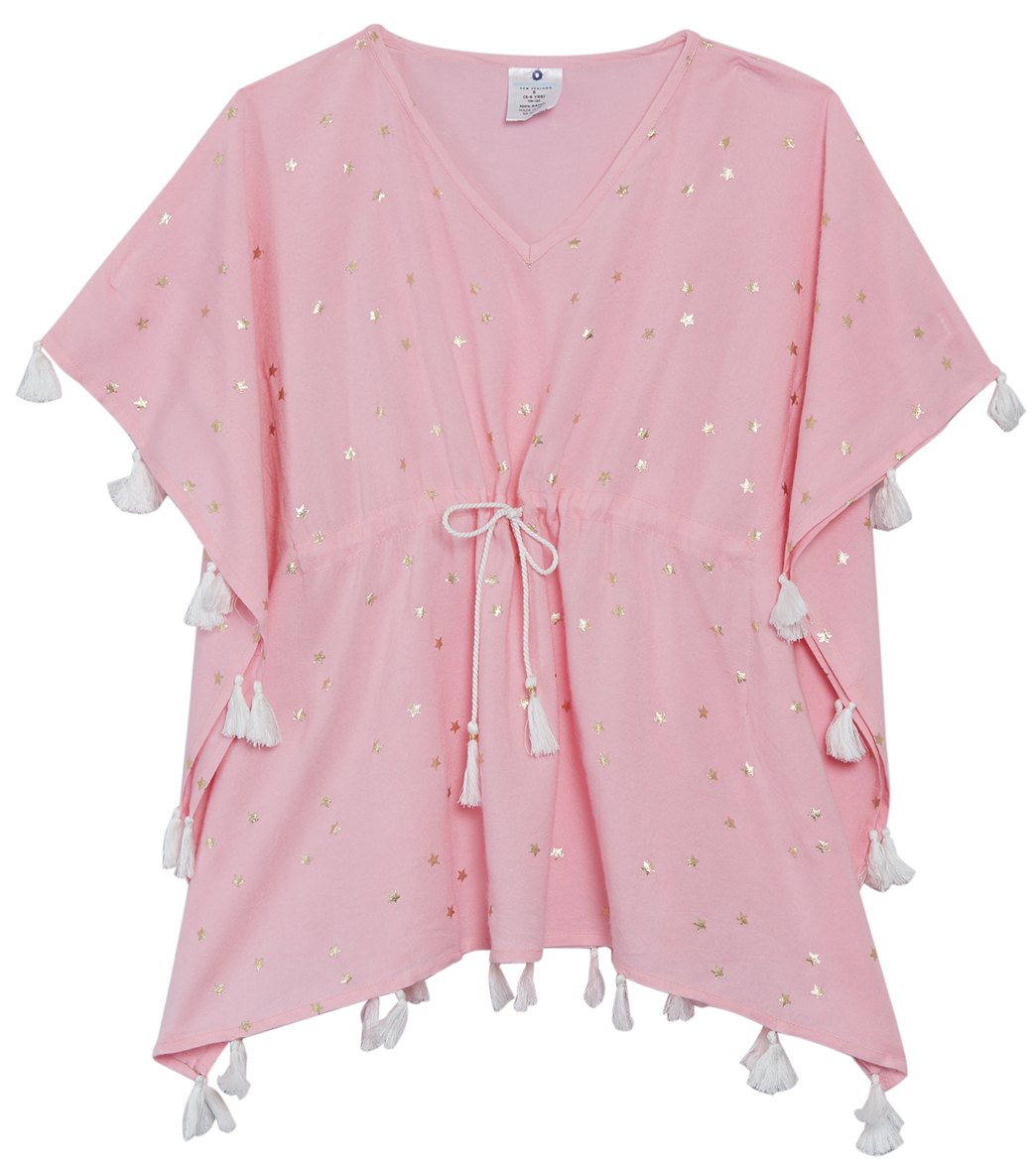 Snapper Rock Girls' Pink Gold Star Batwing Kaftan /Little/Big Kid - 4 Rayon - Swimoutlet.com