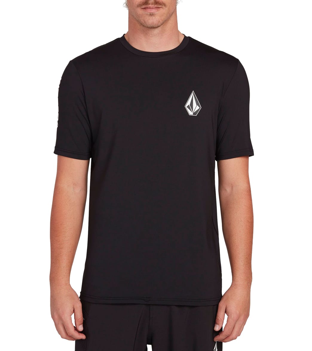 Volcom Deadly Stones Short Sleeve Surf Shirt - Black Medium Nylon/Polyester/Polyester/Nylon - Swimoutlet.com
