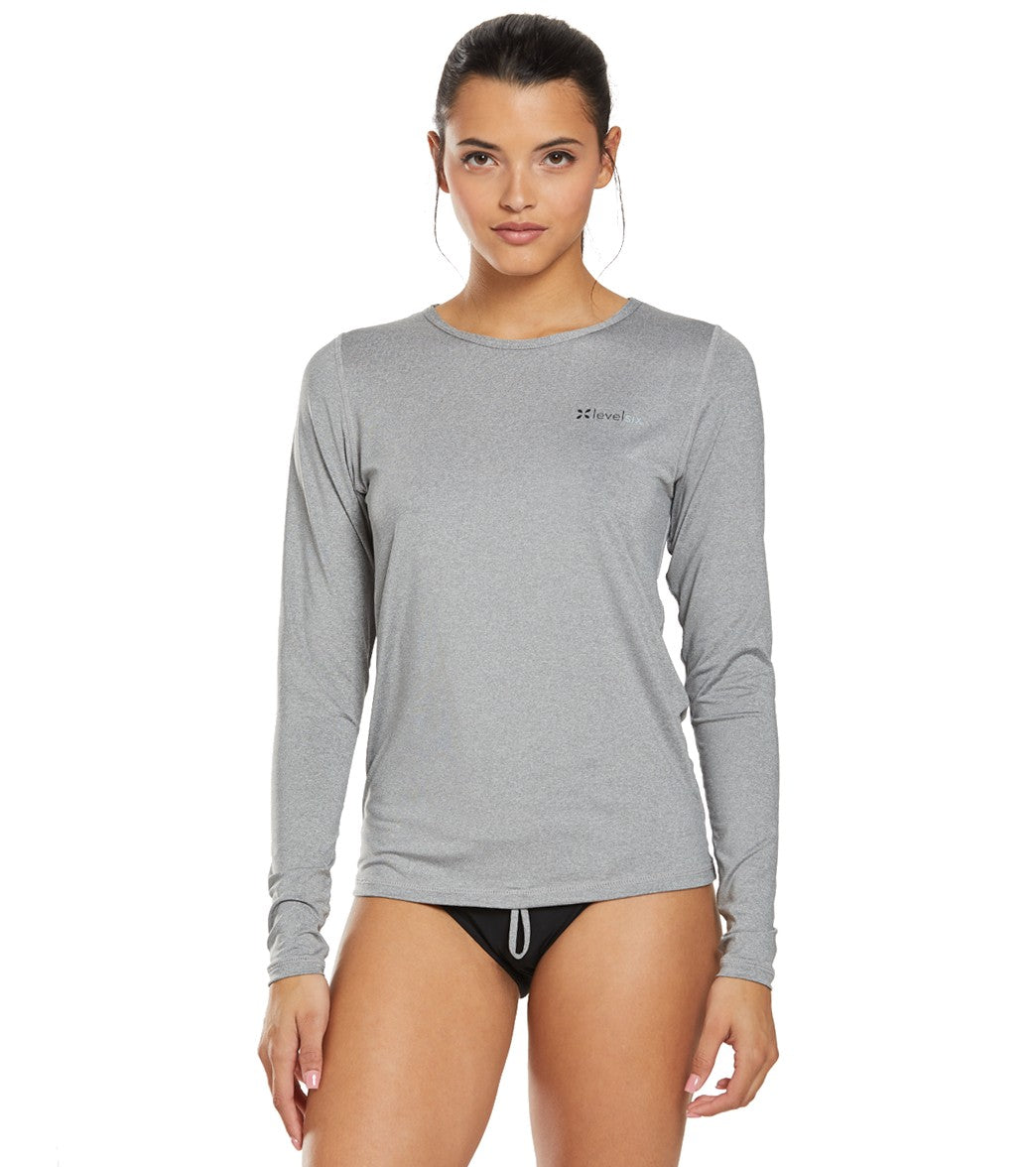 Level Six Women's Oasis Long Sleeve Upf 30+ Sun Shirt - Light Grey Melange Xl - Swimoutlet.com