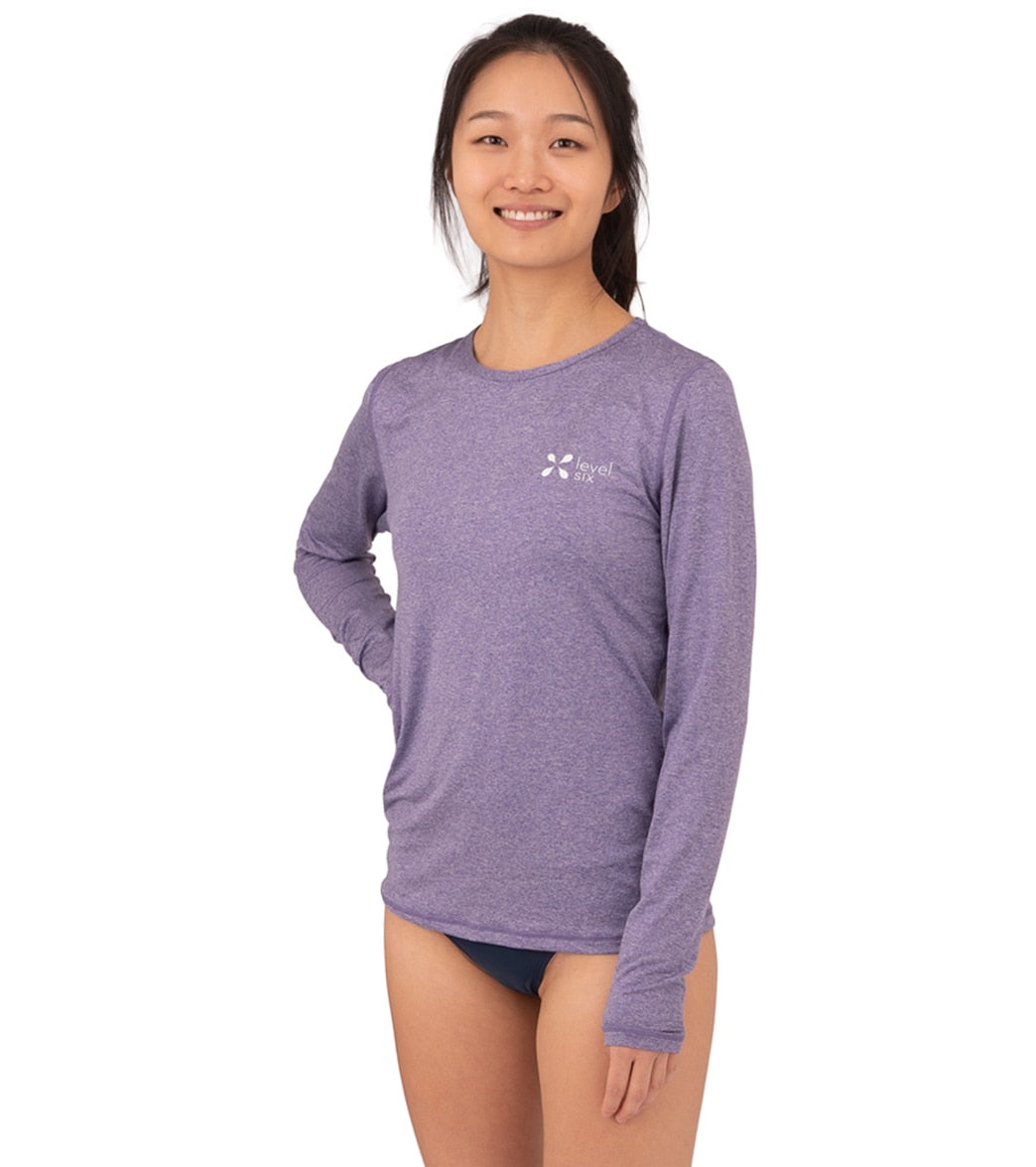 Level Six Women's Oasis Long Sleeve Upf 30+ Sun Shirt - Purple Melange X-Small - Swimoutlet.com