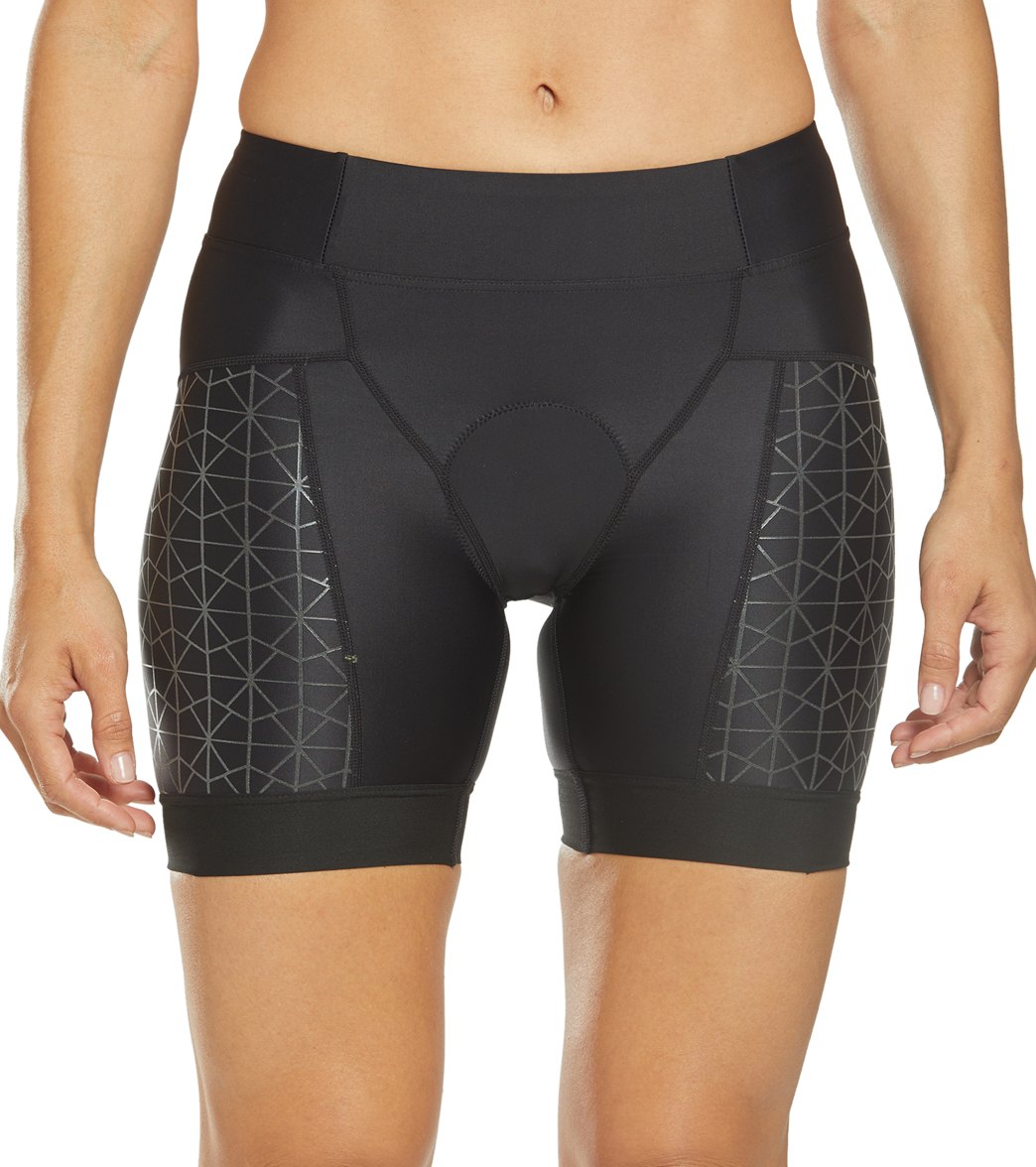 TYR Women's 6 Competitor Tri Short - Blk/Blk Small - Swimoutlet.com