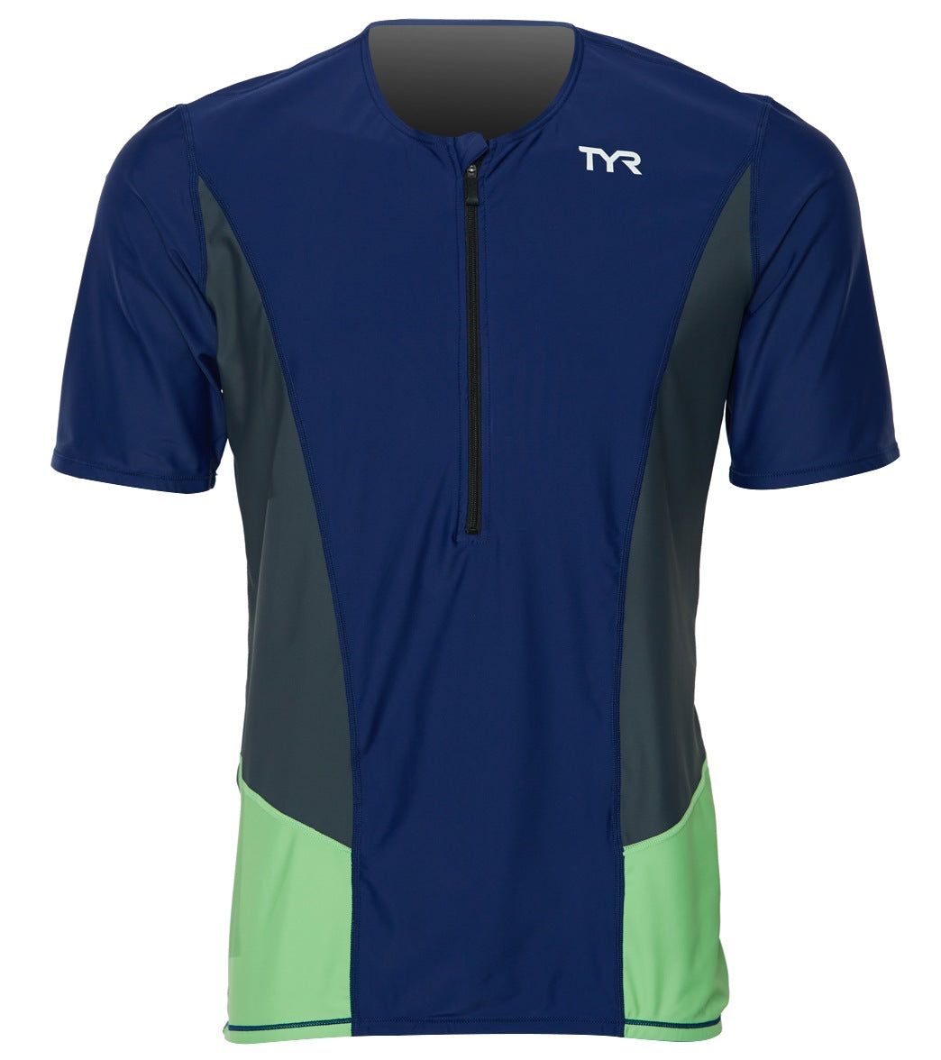 TYR Men's Competitor Short Sleeve Top - Navy/Grey Medium - Swimoutlet.com