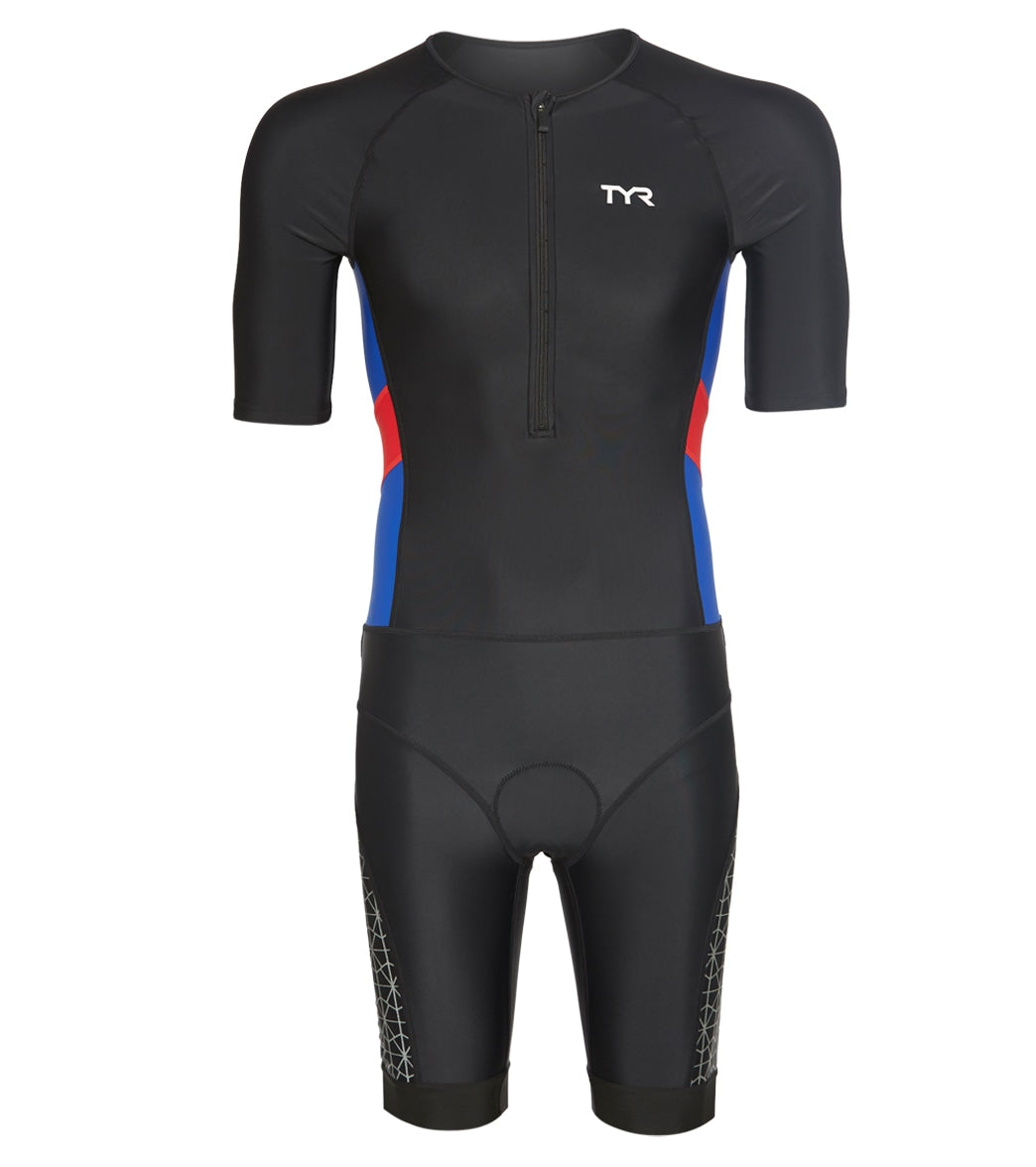 TYR Men's Competitor Speedsuit - Black/Blue/Red Small Size Small - Swimoutlet.com