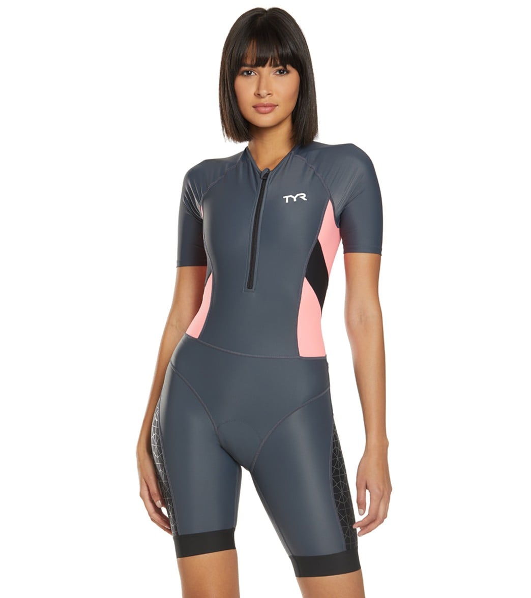 TYR Women's Competitor Speedsuit - Grey/Coral Large - Swimoutlet.com