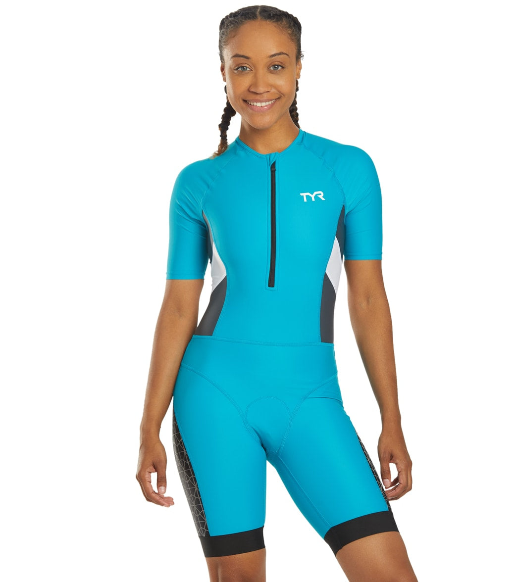 TYR Women's Competitor Speedsuit - Turq/Grey/White Medium Size Medium - Swimoutlet.com
