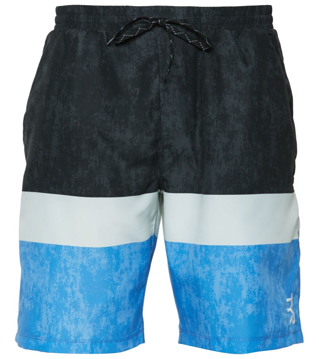 TYR Men's Shoreline Swell Swim Short - Black/White/Blue Xl Size Xl - Swimoutlet.com
