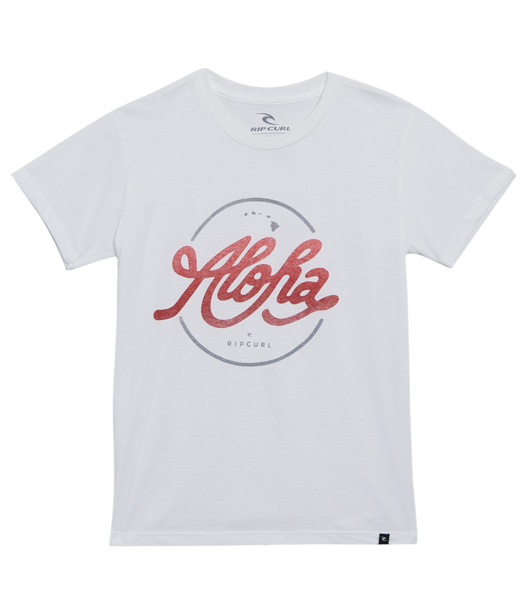 Rip Curl Boys' Mucho Alohas Premium T-Shirt Big Kid - White Xl 18-20 Big Cotton/Polyester - Swimoutlet.com