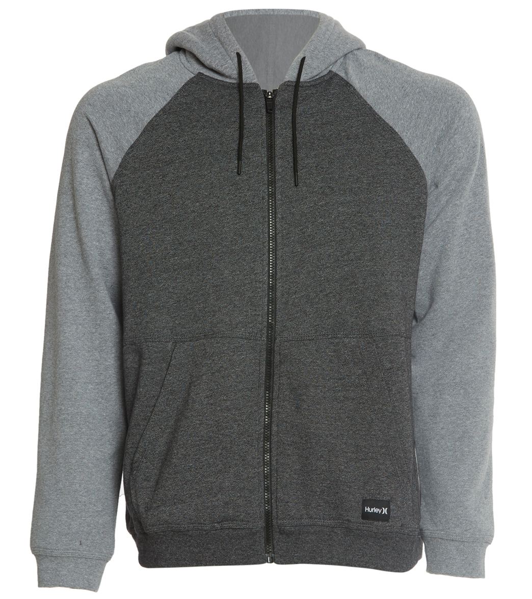 Hurley Men's Cronie Sherpa Zip Fleece Hoodie - Grey Heather Small Cotton/Cotton/Polyester - Swimoutlet.com