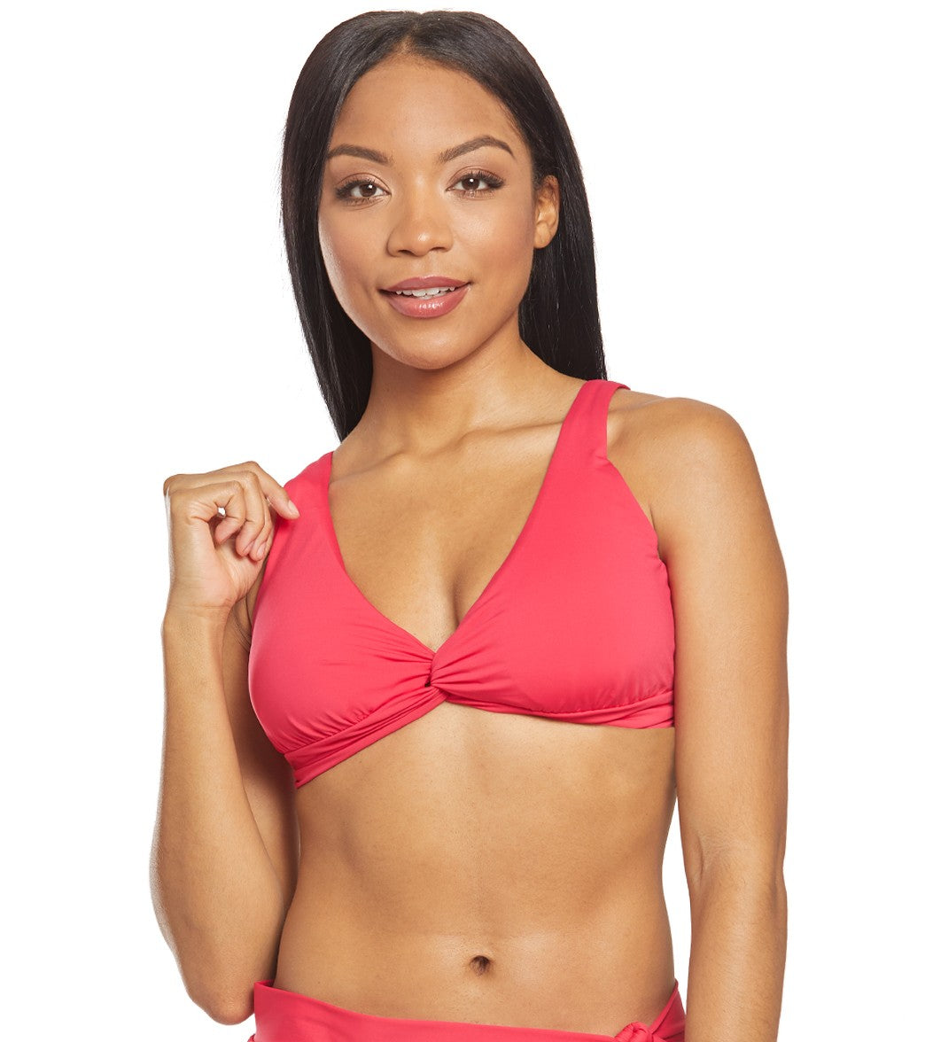 Tommy Bahama Pearl Solids Underwire Twist Front Bikini Top - Cerise Medium - Swimoutlet.com