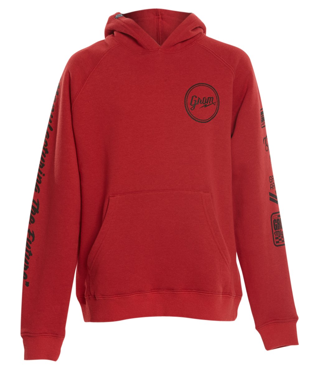 Grom Boys' Circle Script Pull Over Hoodie - Red Xxl 18-20 Cotton/Polyester - Swimoutlet.com