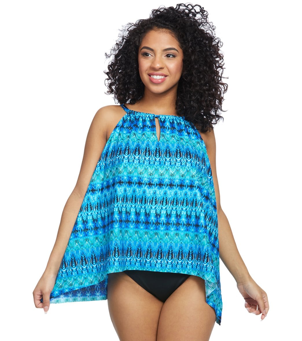 Miraclesuit Cabana Chic Peephole Tankini Top Dd Cup - Blue 16Dd - Swimoutlet.com