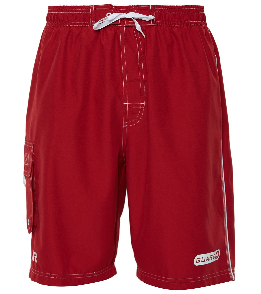 TYR Men's Guard Challenger Swim Short - Red Small Size Small Polyester - Swimoutlet.com