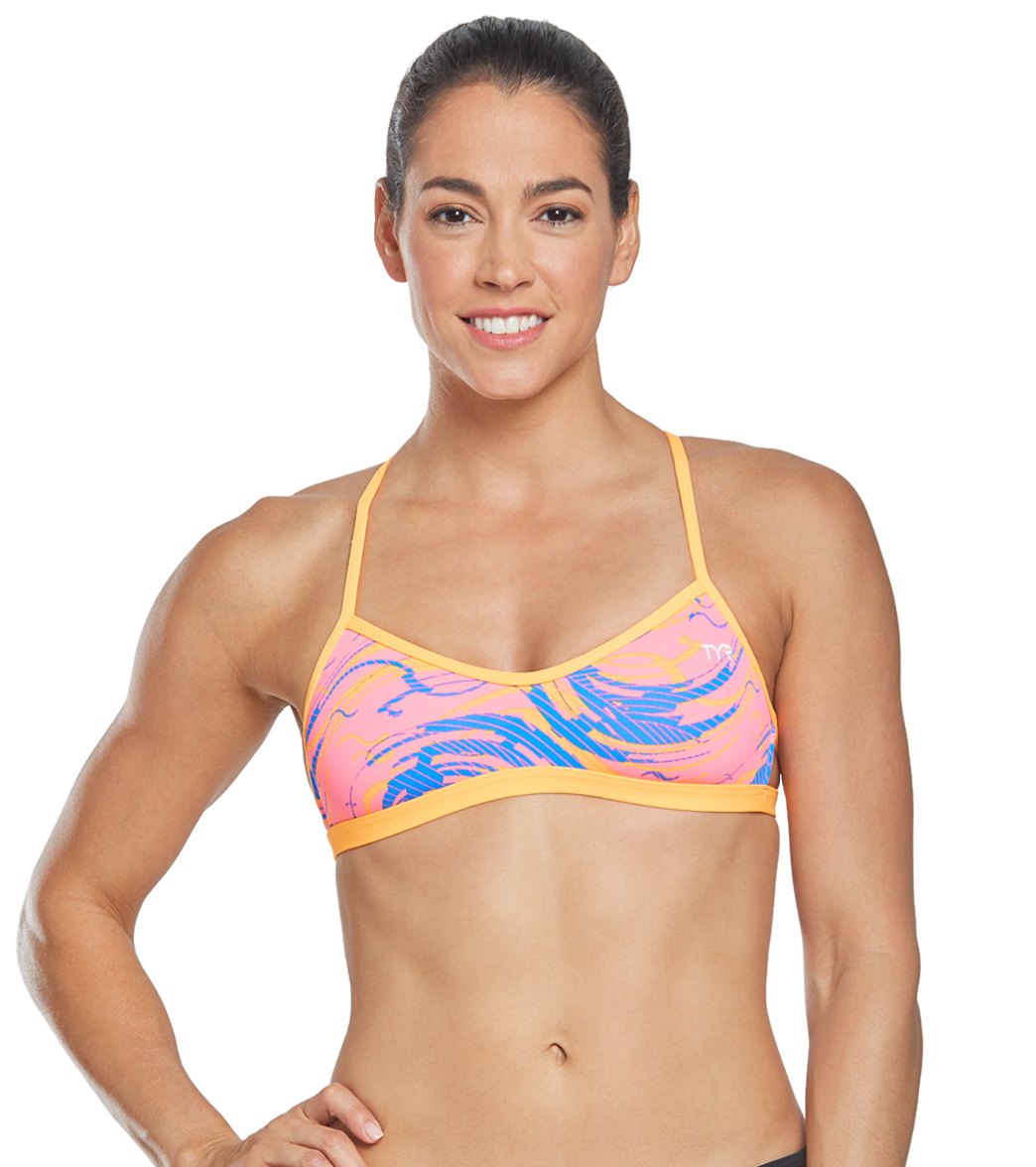 TYR Women's Wave Rider Mojave Tieback Bikini Top - Pink/Blue Xl Size Xl Polyester - Swimoutlet.com