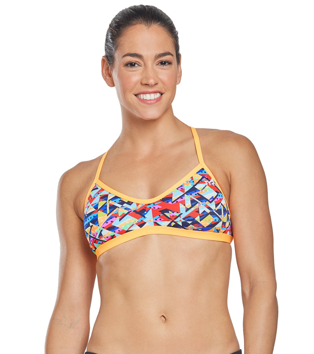 TYR Women's Mosaic Crosscut Tieback Bikini Top - Multi Small Size Small Polyester - Swimoutlet.com