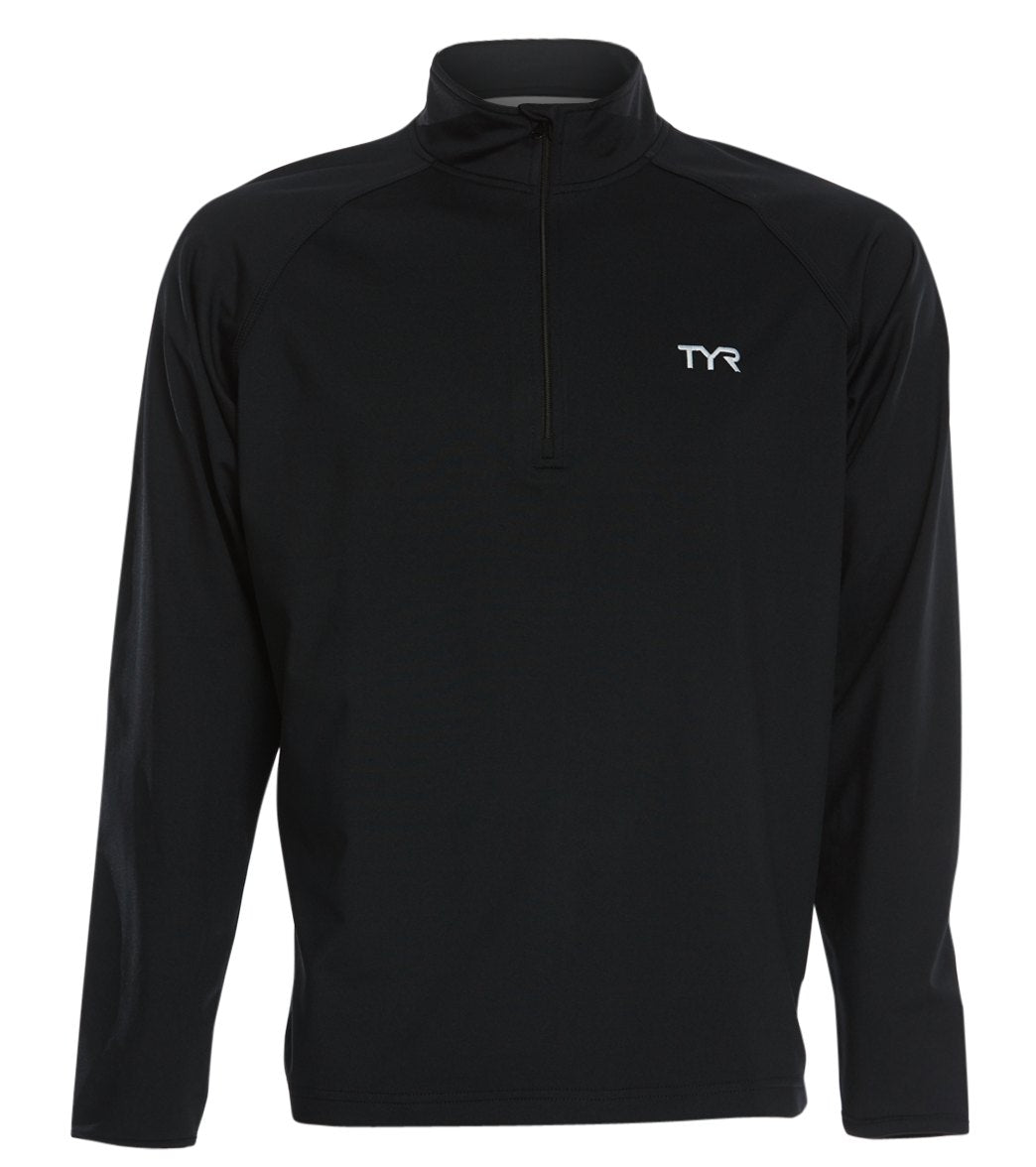 TYR Men's Alliance 1/4 Zip Pullover Jacket - Black Small Polyester/Spandex - Swimoutlet.com