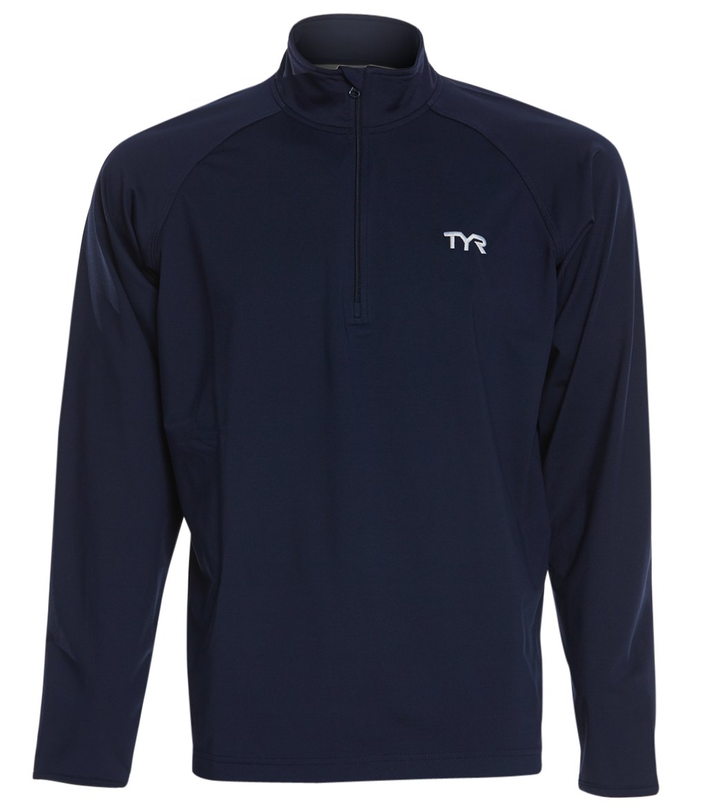 TYR Men's Alliance 1/4 Zip Pullover Jacket - Navy Medium Polyester/Spandex - Swimoutlet.com