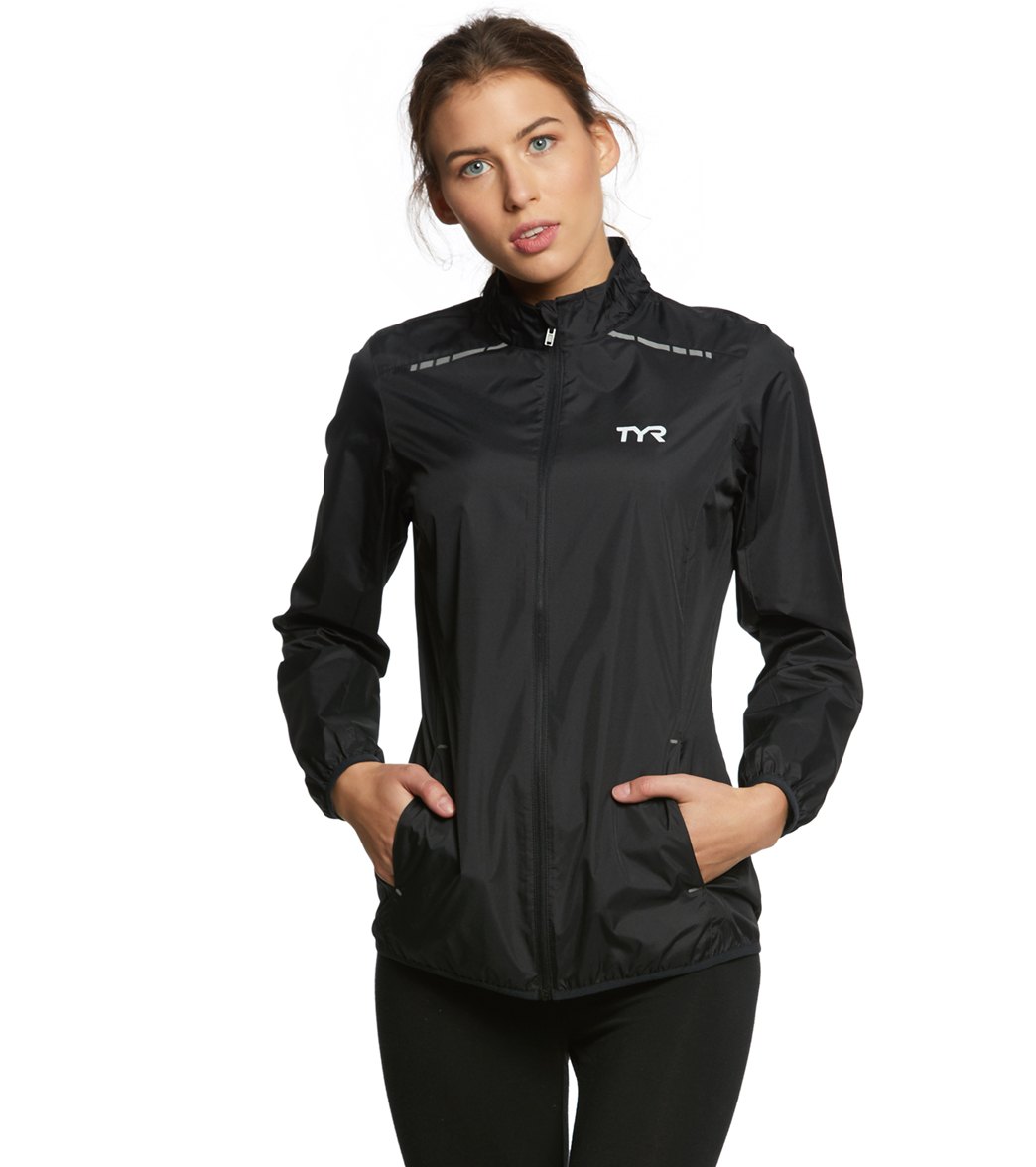 TYR Women's Alliance Windbreaker Jacket - Black Medium Polyester - Swimoutlet.com