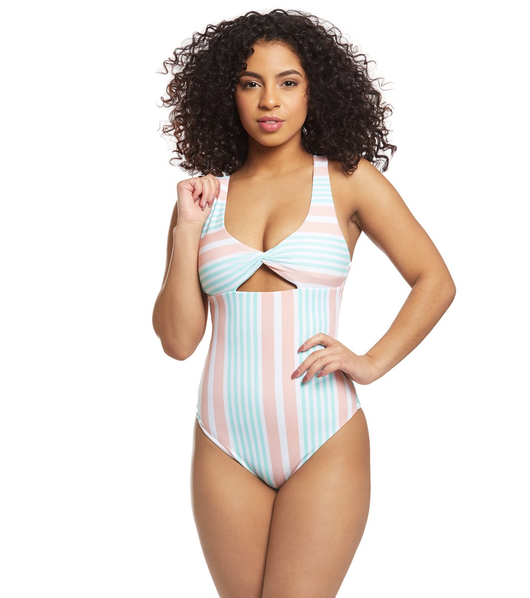 Raisins Coco Stripe Lanakai One Piece Swimsuit - Mint Mojito Xl - Swimoutlet.com