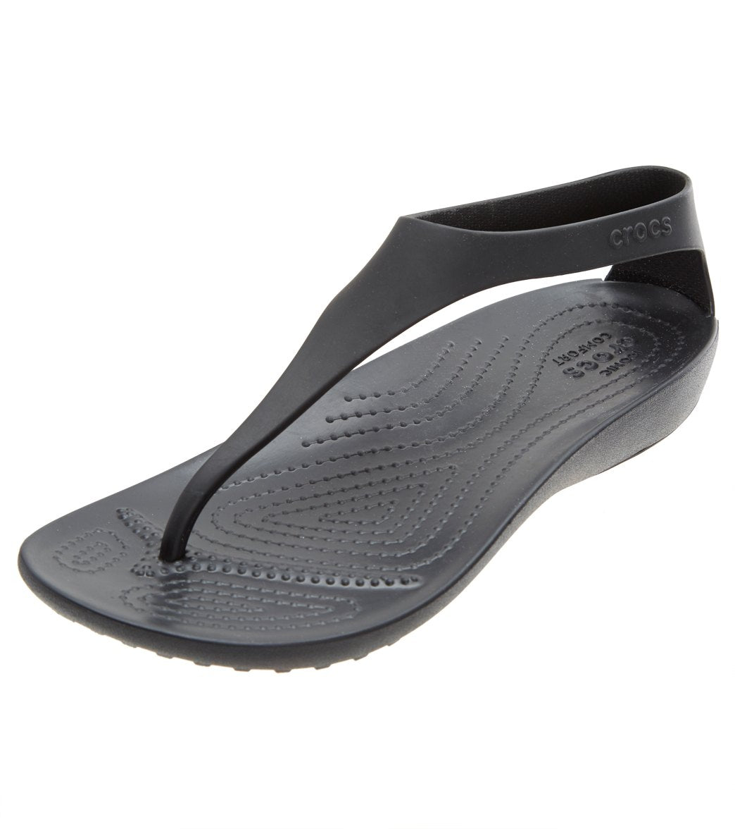 Crocs Women's Serena Flip Flop - Black/Black W5 - Swimoutlet.com