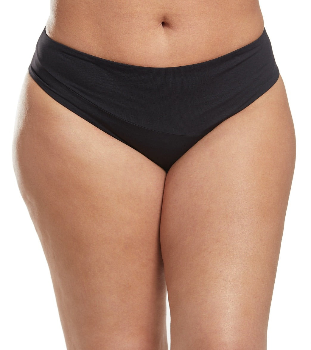 Volcom Plus Size Simply Seamless Modest Bikini Bottom - Black 12W Elastane/Nylon/Elastane - Swimoutlet.com