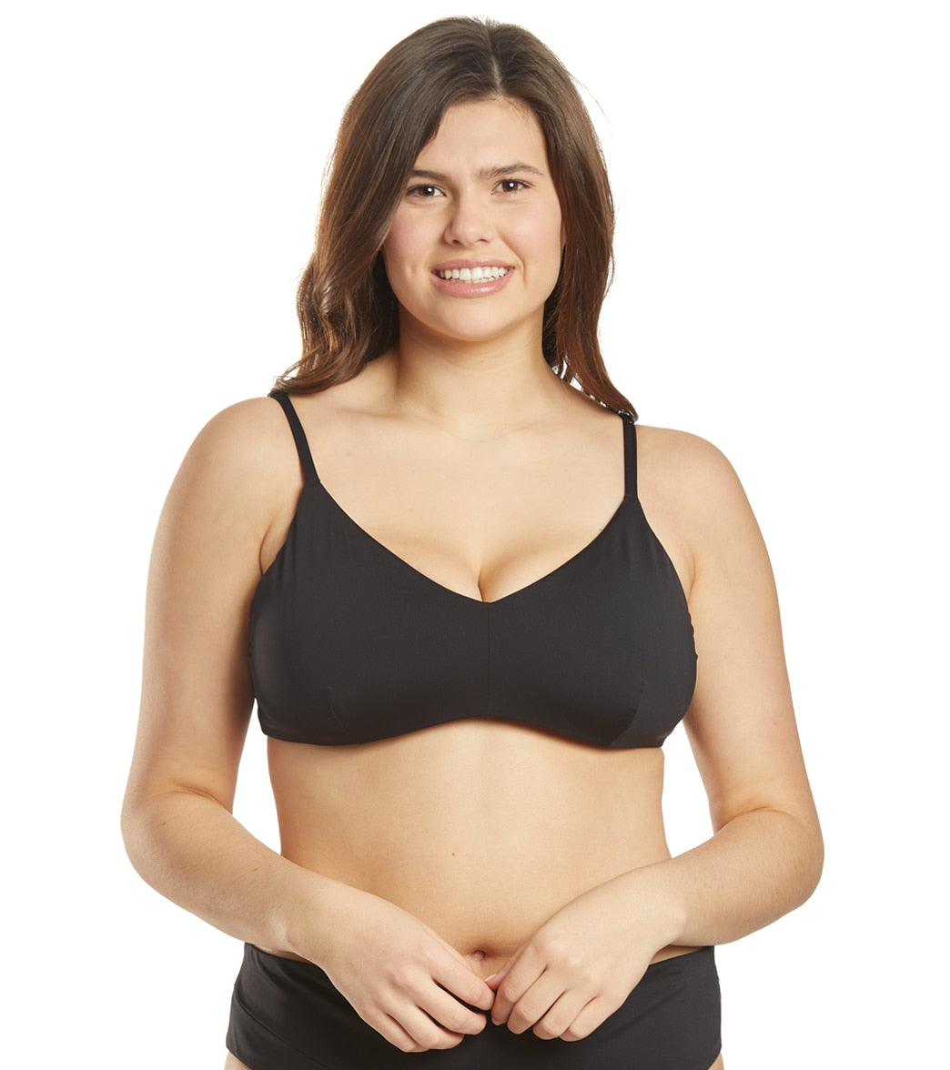 Volcom Plus Size Simply Seamless V-Neck Bikini Top - Black 24W Nylon/Elastane - Swimoutlet.com