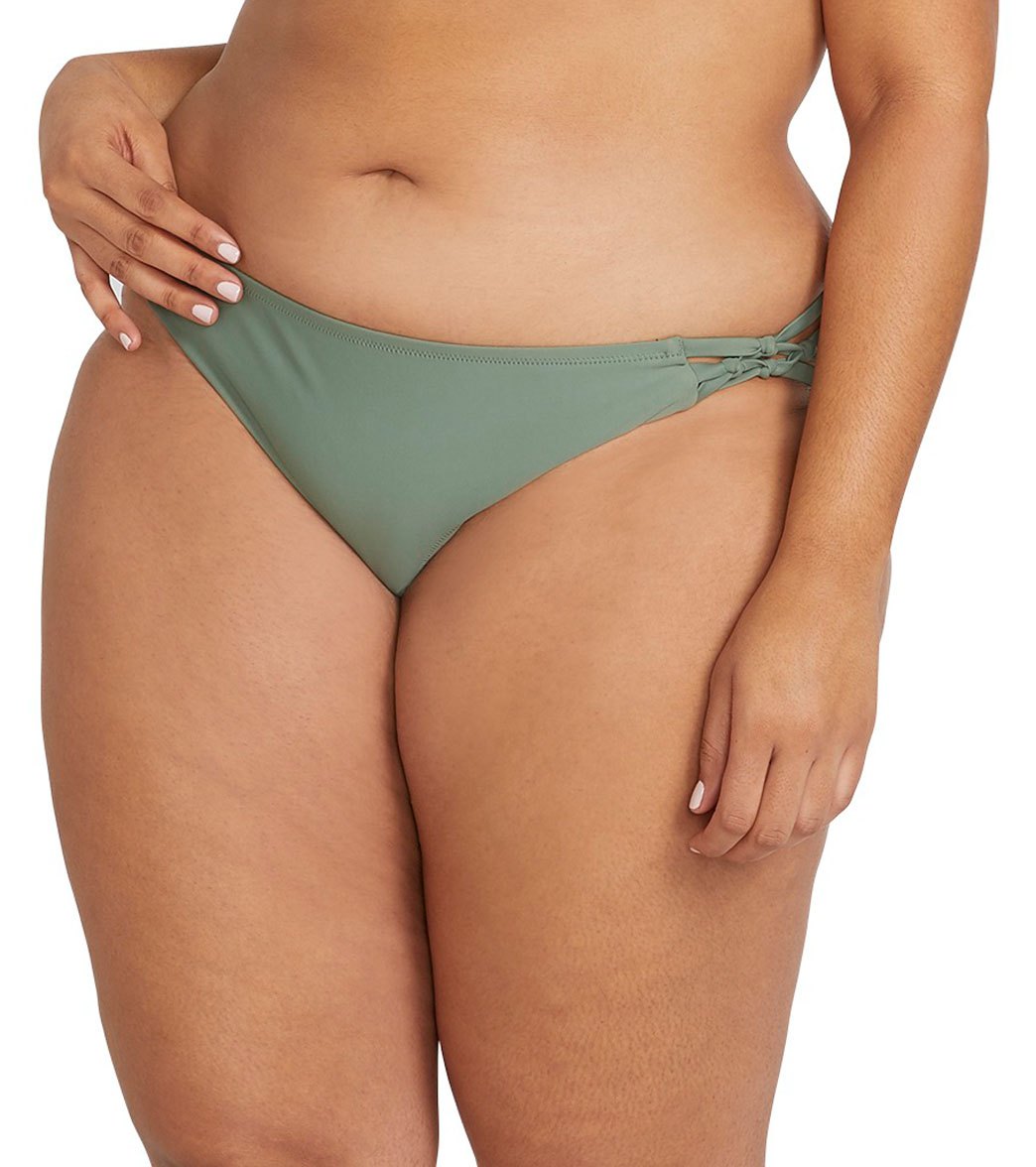Volcom Plus Size Simply Solid Full Bikini Bottom - Dark Green 14W Elastane/Polyester - Swimoutlet.com