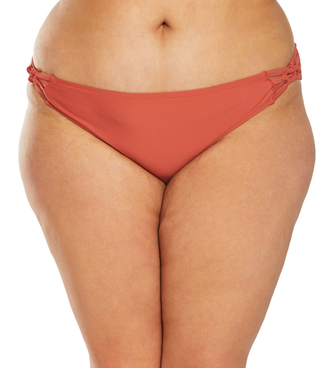 Volcom Plus Size Simply Solid Full Bikini Bottom - Burnt Red 14W Elastane/Polyester - Swimoutlet.com