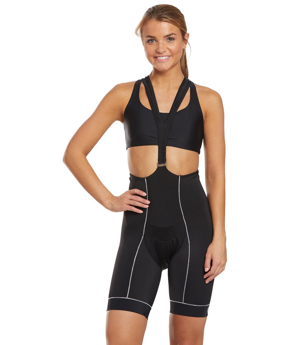 Desoto Women's Femme 400-Mile Cycling Bib - Black / White Stitch Medium - Swimoutlet.com